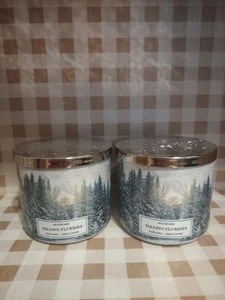 2 X Falling Flurries Bath & Body Works  3-Wick Jar Candle Christmas RARE LABEL🎄 - Picture 1 of 5