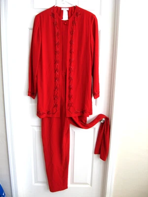 Vintage Red Beaded Jumpsuit - Size 8 - Liz Claiborne - Image 1 of 3