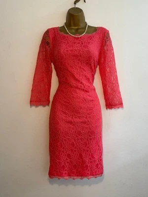 Hermoso Vestido Joseph Ribkoff Encaje Coral Cambio Talla 10 Foto 1 de 4