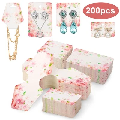 200 PIEZAS Tarjetas de Exhibición de Pendientes, Papel Pulpa Rosa para Pendientes Collares, 4 Tamaños Foto 1 de 4