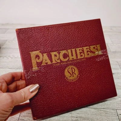 Piezas de juego de parchís vintage 1946 en caja Selchow & Righter SR (sin tablero) pieza de madera Foto 1 de 4