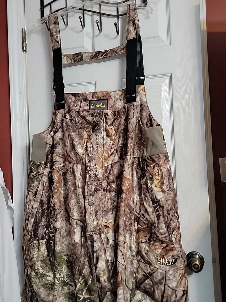 Cabela's Silent Suede 3XL Tall Insulated Bibs Zonz Woodlands Camo - Image 1 of 4