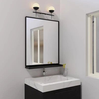 ANYHI Bathroom Mirrors for Wall, Metal Wall Mirror with Shelf, Perfect for Livin - Image 1 of 4