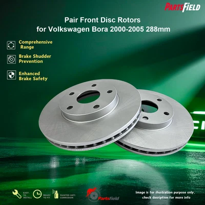 Pair Front Disc Rotors for Volkswagen Bora 2000-2005 288mm - image 1 of 4