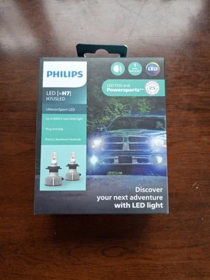 Philips UltinonSport LED 白色 6000K H7 Two Bulbs Headlight Low Beam Replace Fit 白色 — 第 1/2 张图片