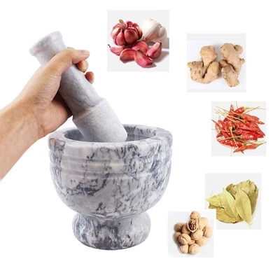 Large Marble Mortar and Pestle Set Polished Granite Crush Set for Crusher Pow... - Image 1 of 4