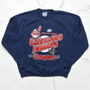 Vintage 90's Lee Sport Cleveland Indians AL Champs Sweatshirt Large Navy USA - Bild 1 von 13