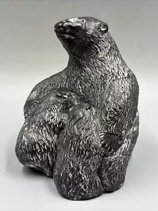 Inuit Speckstein The Wolf Sculptures Bären Mutter mit Jungen Skultpur Handarbeit - Bild 1 von 10