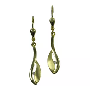Orecchini Pendenti con Zirconia Vero 333 Oro Giallo con Pietra - Foto 1 di 3