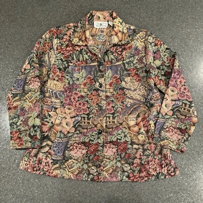 Blazer Jaquard Vintage Tapiz Floral Jardinería Colorido Pequeño Cottagecore Foto 1 de 4