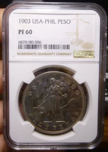1903 Proof Peso NGC PR60 U.S. Philippines - Picture 1 of 4