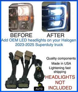 2023-2025 F250 F350 Headlight Conversion Adapter Harness Halogen-LED - Picture 1 of 1