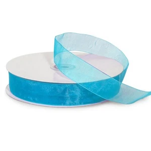 3/8" Wide Turquoise Blue Sheer Organza Ribbon - 25 Yards (00447) - Picture 1 of 1