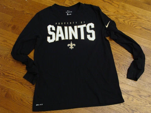 New Orleans Saints Nike NFL Apparel Black Long Sleeve Dri Fit Tee Size Large Cover