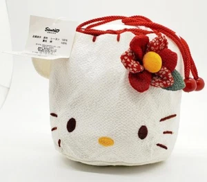 Rare 2004 Japanese Sanrio Hello Kitty Drawstring Silk Bag Pouch From Japan - Picture 1 of 13