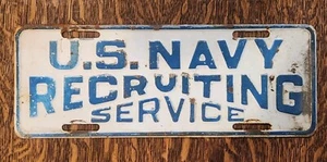 Vintage U.S. Navy Official Recruitor Vehicle Military License Plate - Picture 1 of 3
