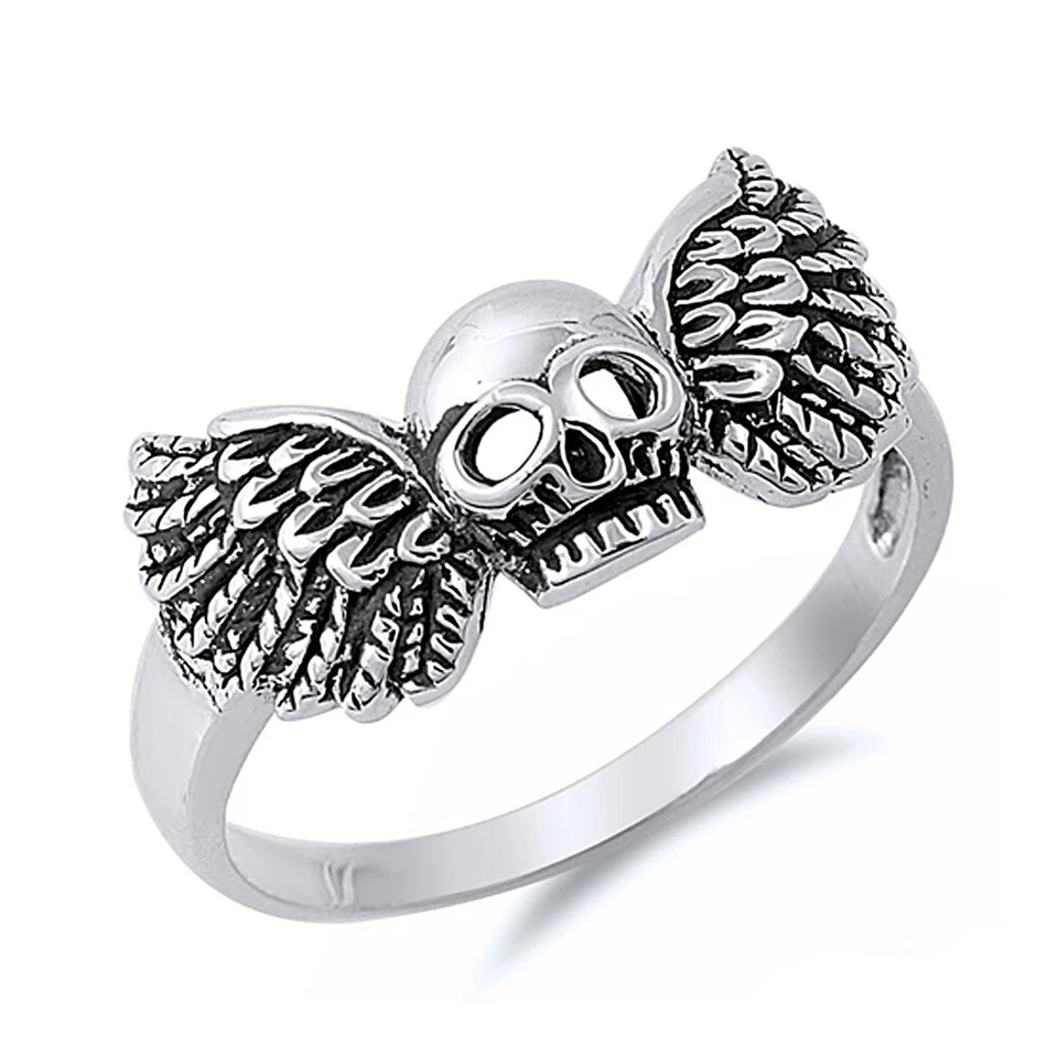 Anillo Ala Calavera Oxidada Plata Esterlina 925 Para Hombre/Caja de Regalo Gratis Envío desde EE. UU. Foto 1 de 1