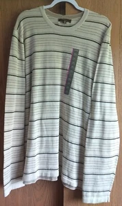Neu mit Etikett Merona langärmliger Herrenpullover Rundhalsausschnitt sandfarben Dollarstreifen XXL - Bild 1 von 7
