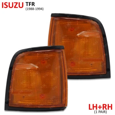 Fits Isuzu Tfr Tf Bravo 1988 - '02 Pair Amber Black Front Corner Lamp Light - Image 1 of 4
