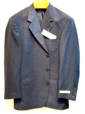 NEW $320 Perry Ellis 100% Wool "Softly Tailored" Suit Jacket Black 40R Dark Gray - Image 1 of 4