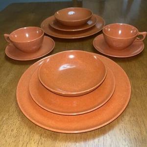 Juego de 10 Piezas Vintage Brancell Melmac Naranja Flyte Cuencos Platos Melamina MCM - Imagen 1 de 12