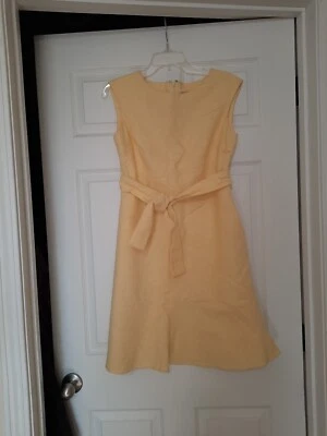 Vestido Anne Klein Traje 6 Pequeño Amarillo Calce Acampanado Sin Mangas Forrado Preppy Foto 1 de 4