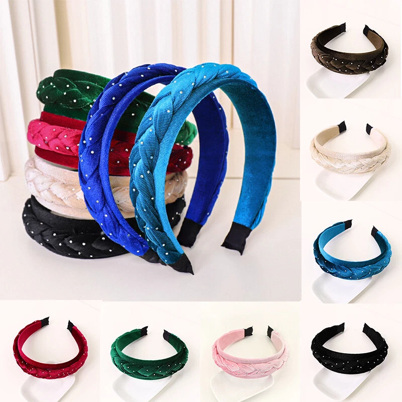 Accesorios para el cabello esponja terciopelo trenzado trenzado tejido moda color liso diadema Foto 1 de 4