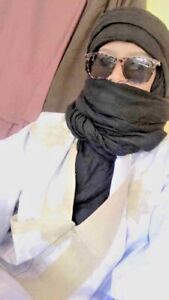 Long Handmade African Ethnic Tuareg 2 Scarf Men women Unisex Black +1 Gift Bleu