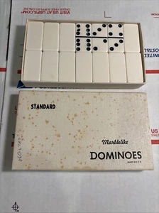 Vintage Set Of  Puremco No. 616 Standard Marblelike Dominoes Made In USA - Picture 1 of 8