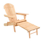 Gardeon Adirondack Outdoor Chairs Wooden Sun Lounge Patio Furniture Garden Natur