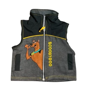 Vintage Youth Scooby Doo Vest Full Zip Embroidered Pockets Gray Black 4T - Picture 1 of 5