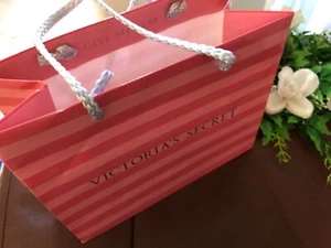 Victoria's Secret Stripe gift Bag braid Handle 7.5 x 6.25" x 3.50" - Picture 1 of 3