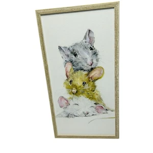 Mouse Stack Rustic White Mini Box Framed Canvas Greenbox Art 5X10" Oopsy Daisy - Picture 1 of 7