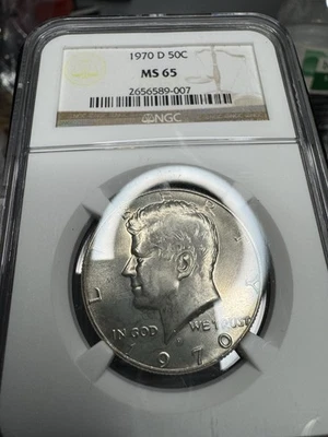1970 D Kennedy Silver Half Dollar NGC MS65 - Image 1 of 2