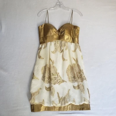 Aidan Mattox шикарный золото и крем платье шелковая смесь никогда не использовался размер 4 - Изображение 1 из 4