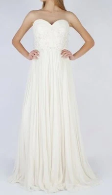 Reem Acra 100% Seda Novia Con Bordados Detalles Talla 46 Nuevo Foto 1 de 3