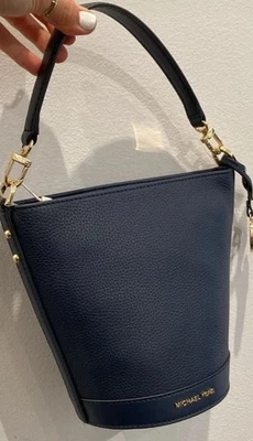 Michael Kors Navy Townsend Leather Bucket Crossbody Bag - Image 1 of 4