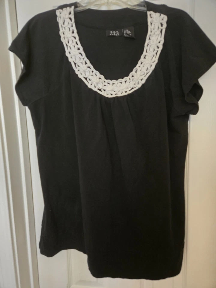 RQT Mujer Gorra Negra Slv Top con Escote de Encaje Talla 3X ENVÍO GRATUITO Foto 1 de 1