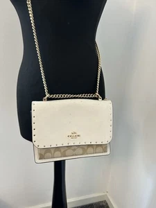 Coach K2122-90400 Klare White Leather Signature Canvas Crossbody Bag - Imagen 1 de 10