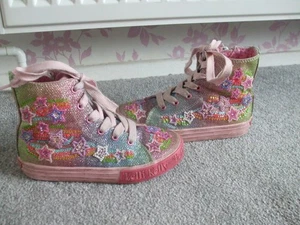 LELLI KELLY GIRLS BEADED SEQUIN SHINY HI TOP BOOTS SHOES TRAINERS SZ 11½ UK /30 - Picture 1 of 16