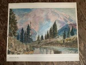 signed Rickenbaugh watercolor High Peaks Adirondack Mountains Keene Valley 1915 - Picture 1 of 5