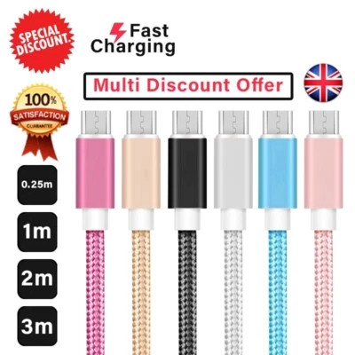 Micro Fast Charging & Data Sync Cable 0.25m,1m,2m,3m for Samsung devices (LOT) - Image 1 of 4