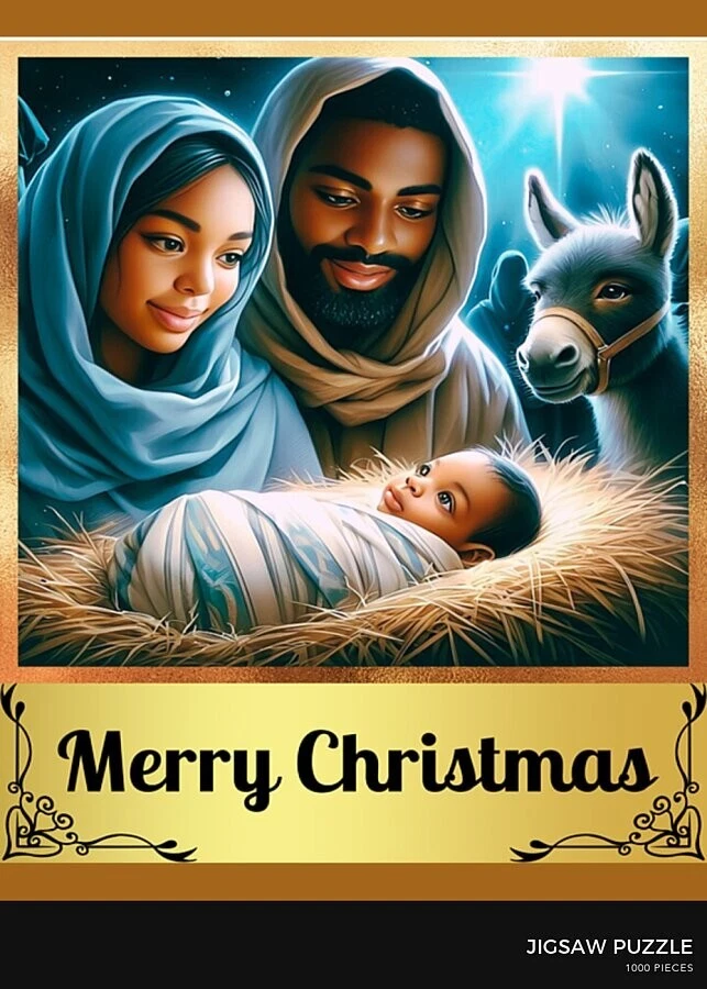 PUZZLE 20x28 inches (1000 Pieces) Afro-American Mary and Joseph with Jesus Child - Image 1 of 4