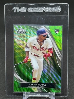 2024 Topps Chrome Black #90 Johan Rojas RC Green  /99 - Philadelphia Phillies - Image 1 of 2