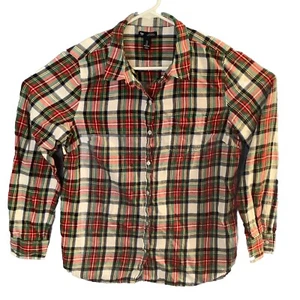 Women’s Gap Boyfriend Fit Plaid Long Sleeve Shirt Size Large - Picture 1 of 4