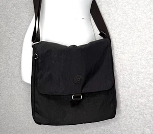 KIPLING Colby Flap Crossbody Shoulder Bag Canvas Black Bag Adjustable Strap - Afbeelding 1 van 11