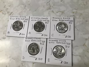 2004D WISCONSIN QUARTER, ERROR EXTRA LOW LEAF ,BU( Five available) BID FOR ONE - Picture 1 of 12