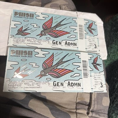 Phish Atlantic City Sunday 8/15 sold out General Admission, 2 tickets - Image 1 of 2