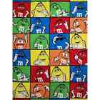 M&Ms Candies Fleece Throw Accent Blanket Colorful Candy Characters 50x60 Inches