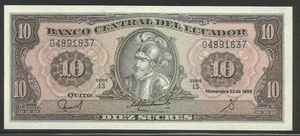 Ecuador P-121 10 Sucres 1988 Unc - Picture 1 of 1